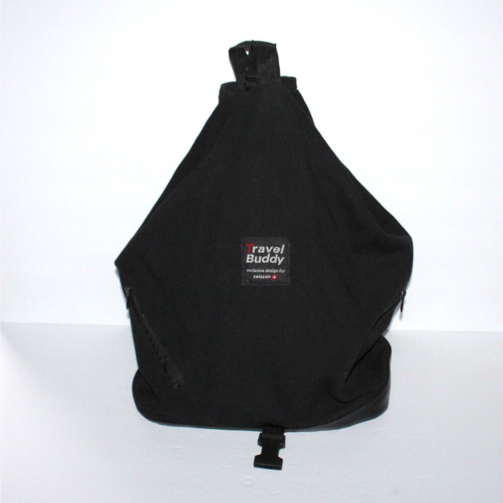 Travel Buddy SwissAir Backpack black canvas leather airline travel unisex